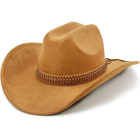 Women Caramel Brown Cowgirl Shape Able Wide Brim Felt Cattleman Western Hats main image 4
